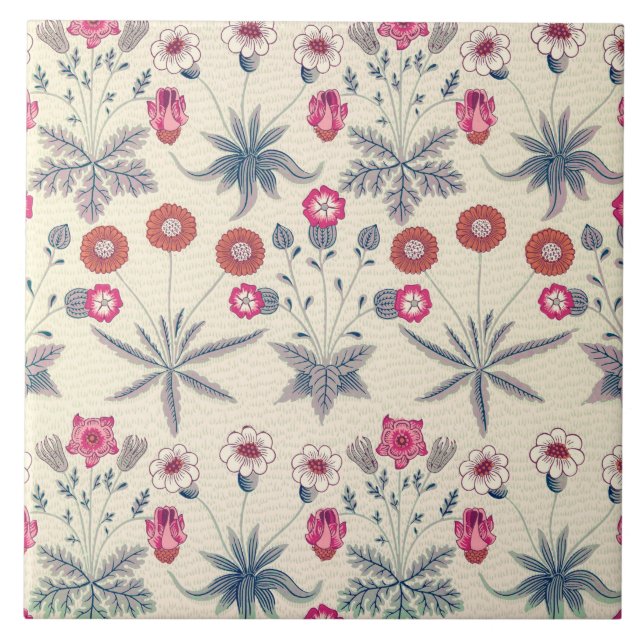 Carreau William Morris Daisy Motif floral Orange rouge (Devant)