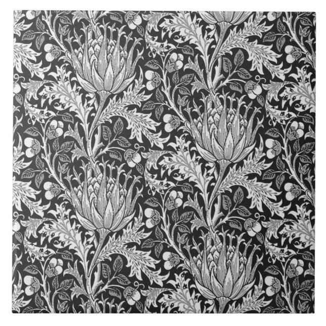 Carreau William Morris Damask, gris foncé (Devant)