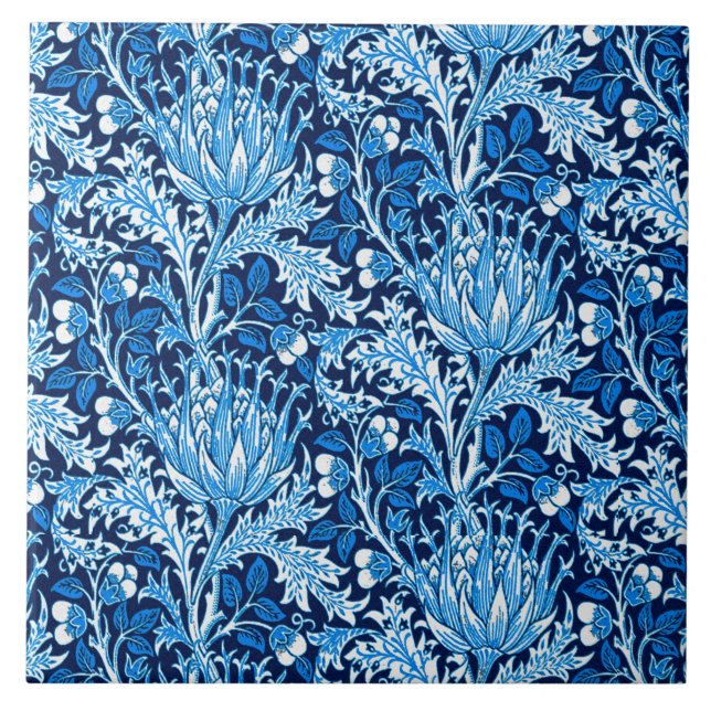 Carreau William Morris Damask, Navy & White (Devant)