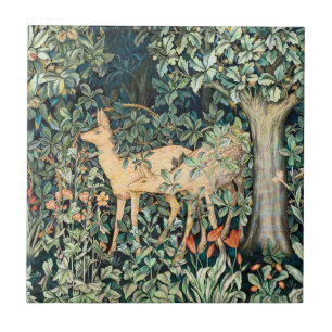 Carreau William Morris décoration florale vintage cerf de