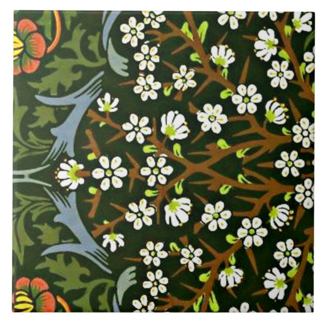 Carreau William Morris Design, Blackthorn, (Devant)