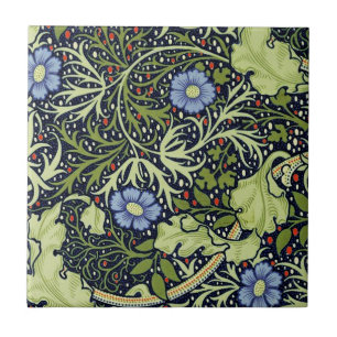 Carreau William Morris Fleur d'antiquité aux algues marine