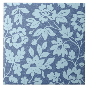 Carreau William Morris, fleurs bleues vintages,