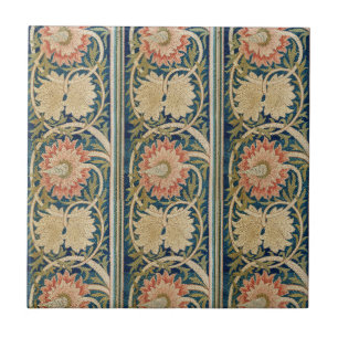 Carreau William Morris Fleurs Roses Soie Broderie Antique