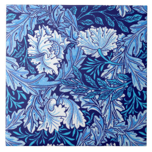 Carreau William Morris floral, bleu de cobalt et blanc