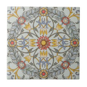 Carreau William Morris Floral Circle Flower Illustration