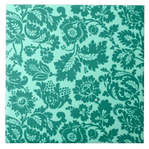 Carreau William Morris Floral Damask, Turquoise et Aqua