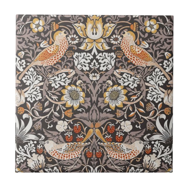 Carreau William Morris Fraise Voleuse Charbon Ochre (Devant)
