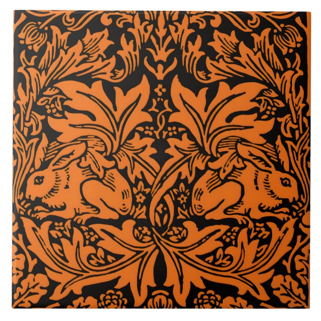 Carreau William Morris Frère Lapin Motif Noir Rouille (Devant)