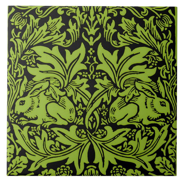 Carreau William Morris Frère Lapin Vert Sauge Noir (Devant)
