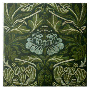 Carreau William Morris Grand Feuille vert & Fleur bleue
