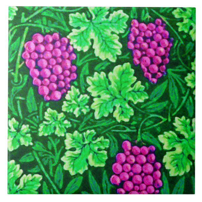 Carreau William Morris Grapevine, Magenta et Green (Devant)