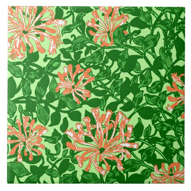 Carreau William Morris Honeysuckle, Peach et Green (Devant)