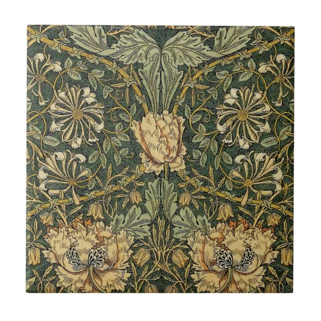 Carreau William Morris Honeysuckle Vert Floral (Devant)