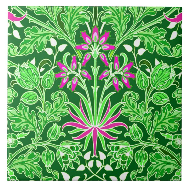 Carreau William Morris Hyacinth Imprimer, Lime Green (Devant)