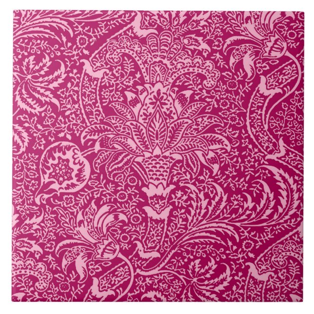 Carreau William Morris indien, rose fuchsia profond (Devant)
