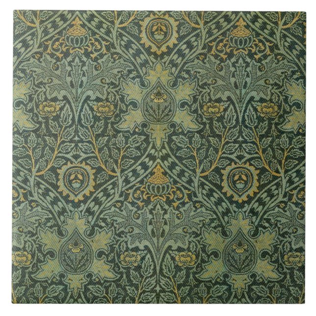 Carreau William Morris Ispahan Vert sarcelle Floral Art (Devant)