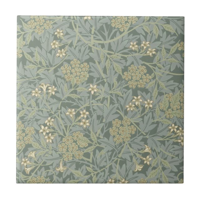 Carreau William Morris Jasmine Bleu Vert Art Botanique (Devant)