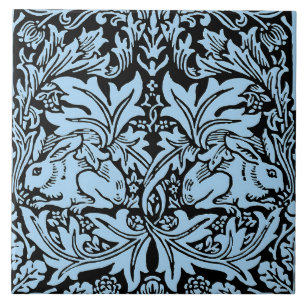 Carreau William Morris Lapin Frère Bleu Clair Noir
