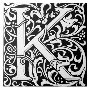 Carreau William Morris Lettre monogramme Art nouveau K