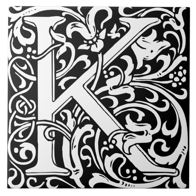 Carreau William Morris Lettre monogramme Art nouveau K (Devant)