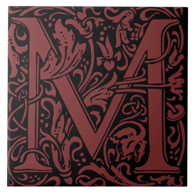 Carreau William Morris Lettre monogramme Art nouveau M (Devant)