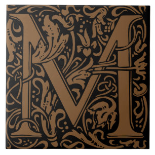 Carreau William Morris Lettre monogramme Art nouveau M
