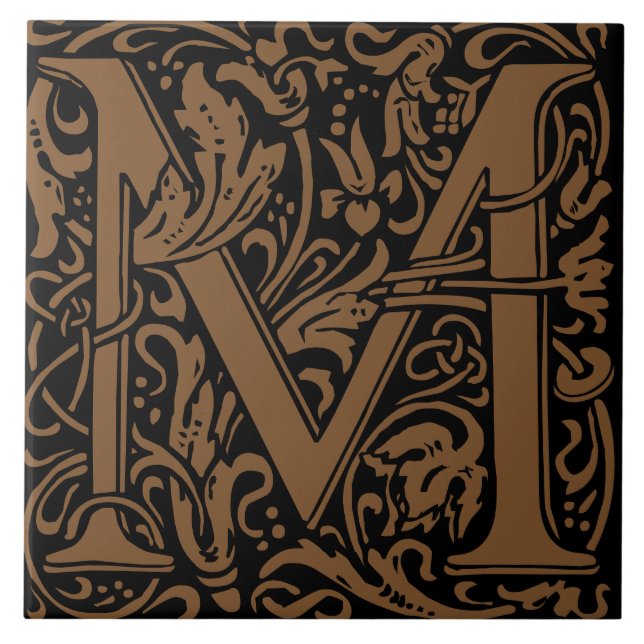 Carreau William Morris Lettre monogramme Art nouveau M (Devant)