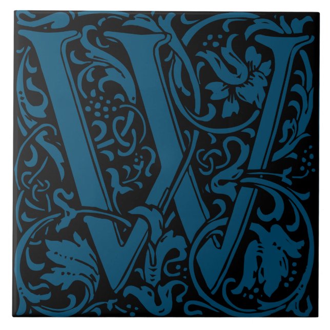 Carreau William Morris Lettre monogramme Art nouveau W (Devant)