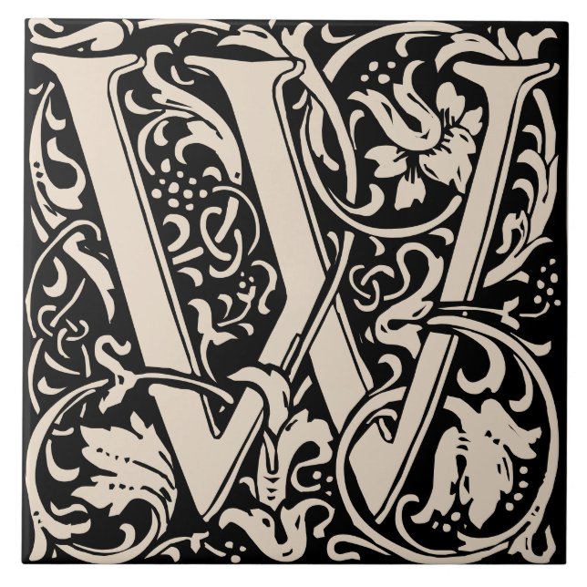 Carreau William Morris Lettre monogramme Art nouveau W (Devant)
