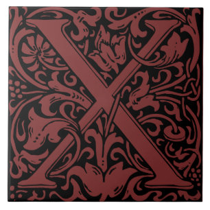 Carreau William Morris Lettre monogramme Art nouveau X
