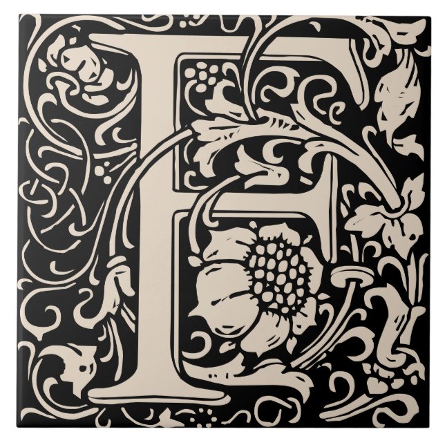 Carreau William Morris Lettre monogramme F (Devant)