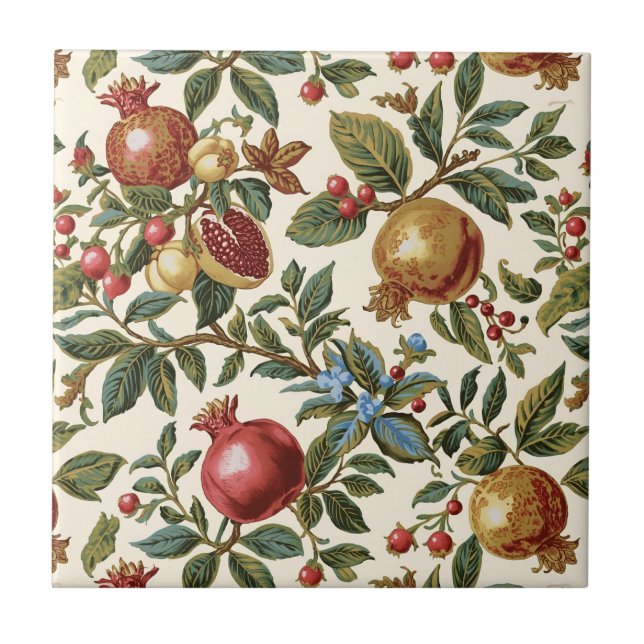Carreau William Morris motif de grenade à fruits (Devant)