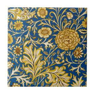 Carreau William Morris Motif Floral Cherwell Bleu