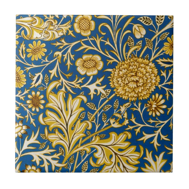 Carreau William Morris Motif Floral Cherwell Bleu (Devant)