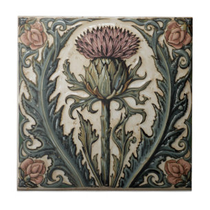 Carreau William Morris motif floral écossais vintage