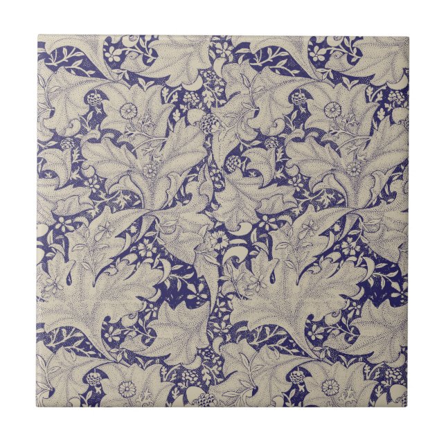 Carreau William Morris Motif Giroflée Bleu Antique (Devant)
