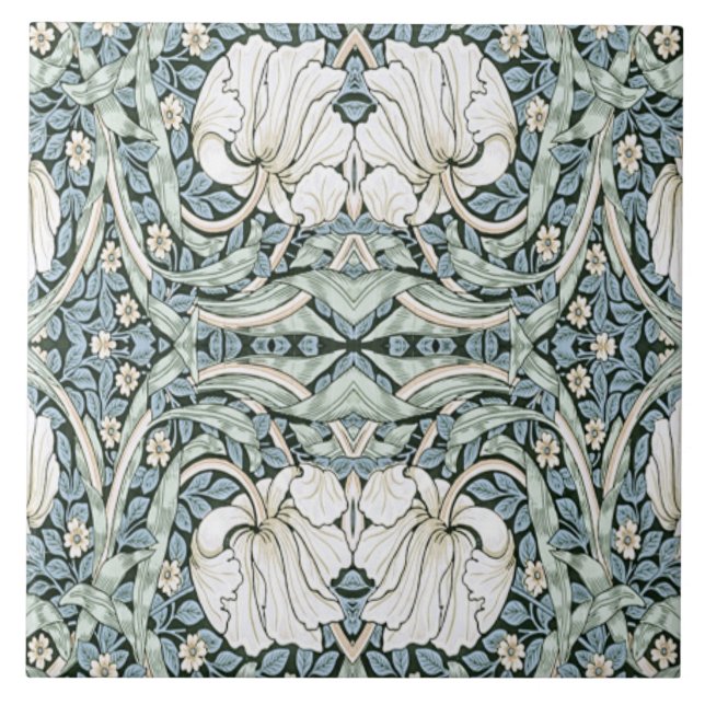 Carreau William Morris Pimpernel Blue Intricate Pattern  (Devant)
