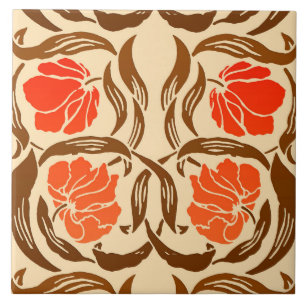 Carreau William Morris Pimpernel, Mandarin Orange & Brown