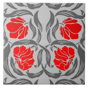 Carreau William Morris Pimpernel, Silver Grey et Red