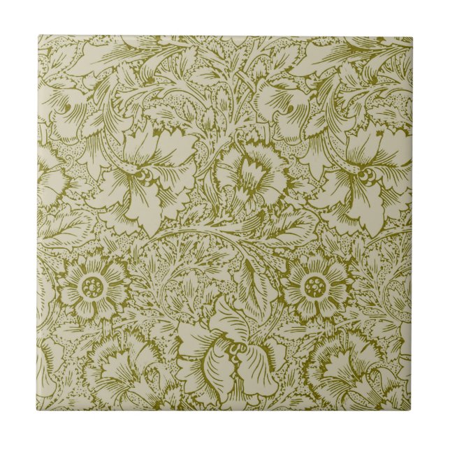 Carreau William Morris Poppy Classic Floral Green (Devant)