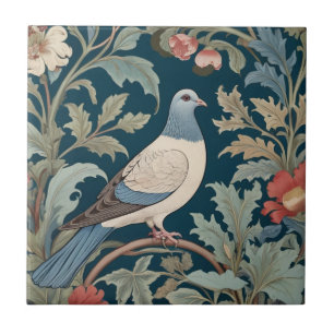 Carreau William Morris style Face droite Pigeon Bird