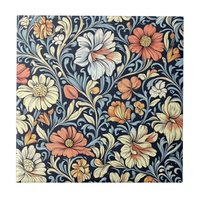 Carreau William Morris style floral acanthus pattern (Devant)