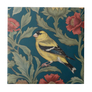 Carreau William Morris style Left American Goldfinch Bird