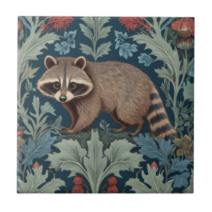 Carreau William Morris style Left Facing Raccoon