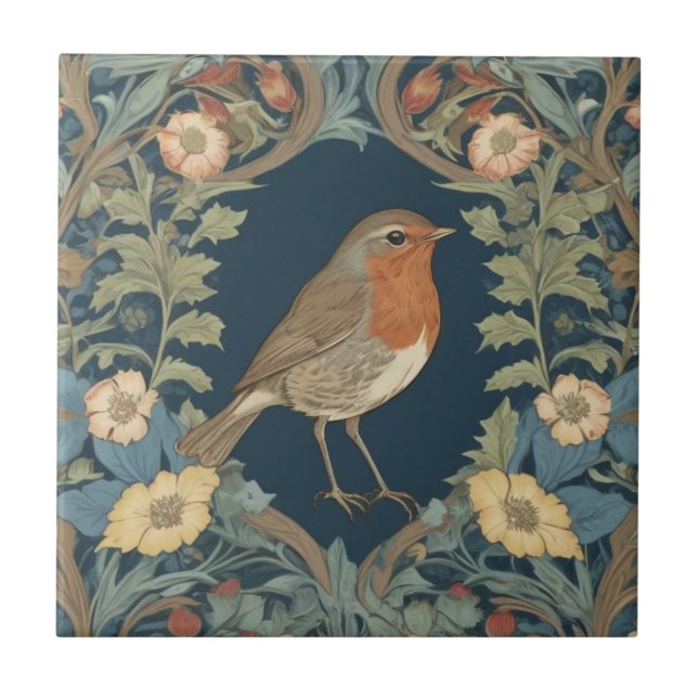Carreau William Morris style R Robin Redmamd Bird (Devant)