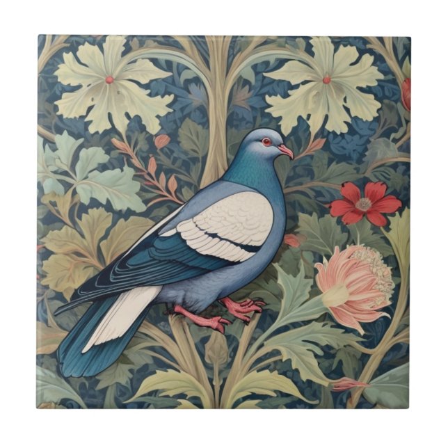 Carreau William Morris style Right Floral Pigeon Bird (Devant)