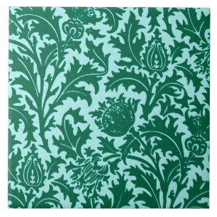 Carreau William Morris Thistle Damask, Turquoise et Aqua