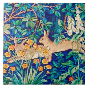 Carreau William Morris "Two Hares" - Lapins sauvages