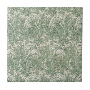 Carreau William Morris Vert Sauge Motif Tulipe : Vintage